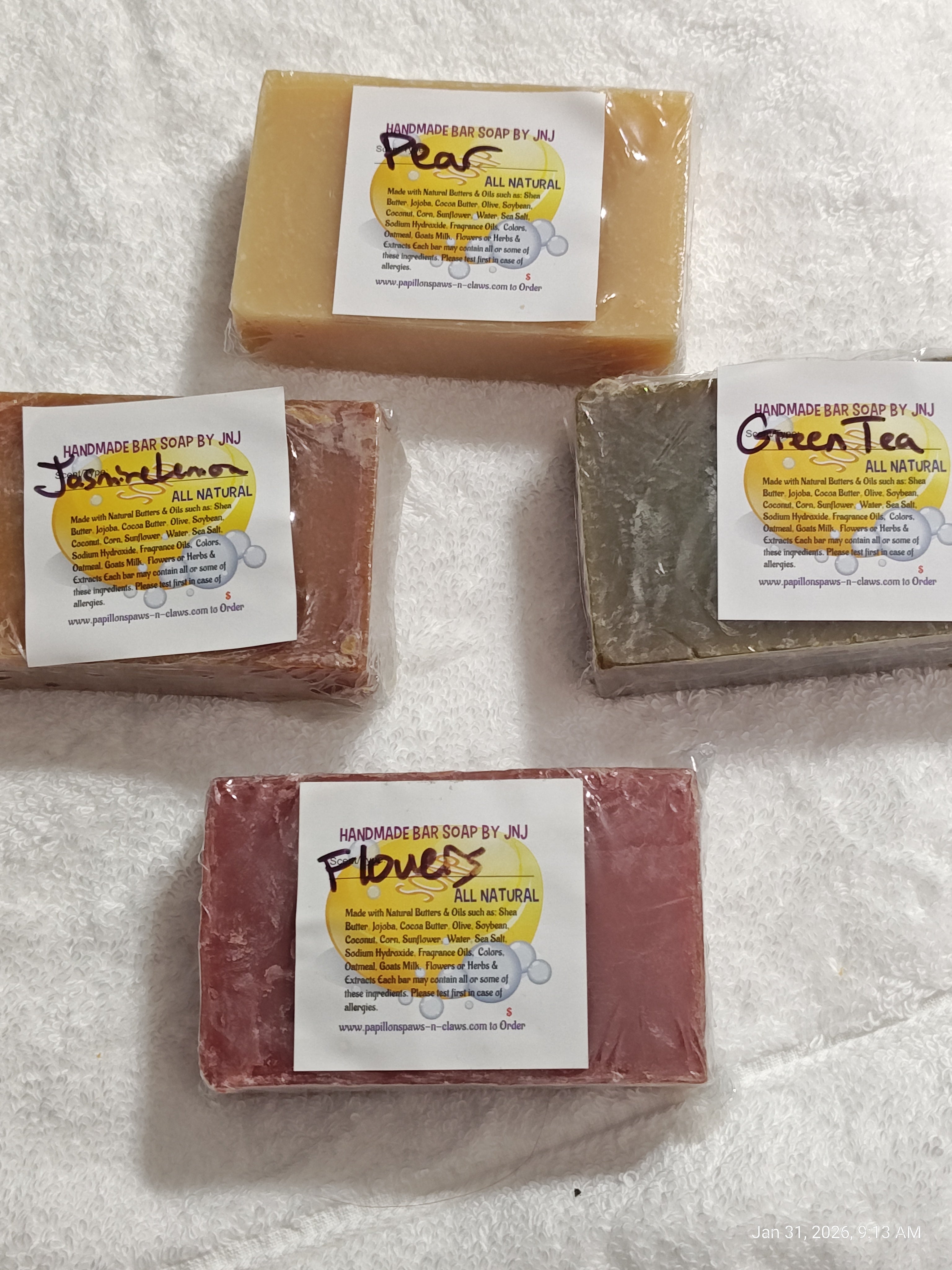 Handmade Soap Bar 4+oz All Natural, High Lather With essential Oils