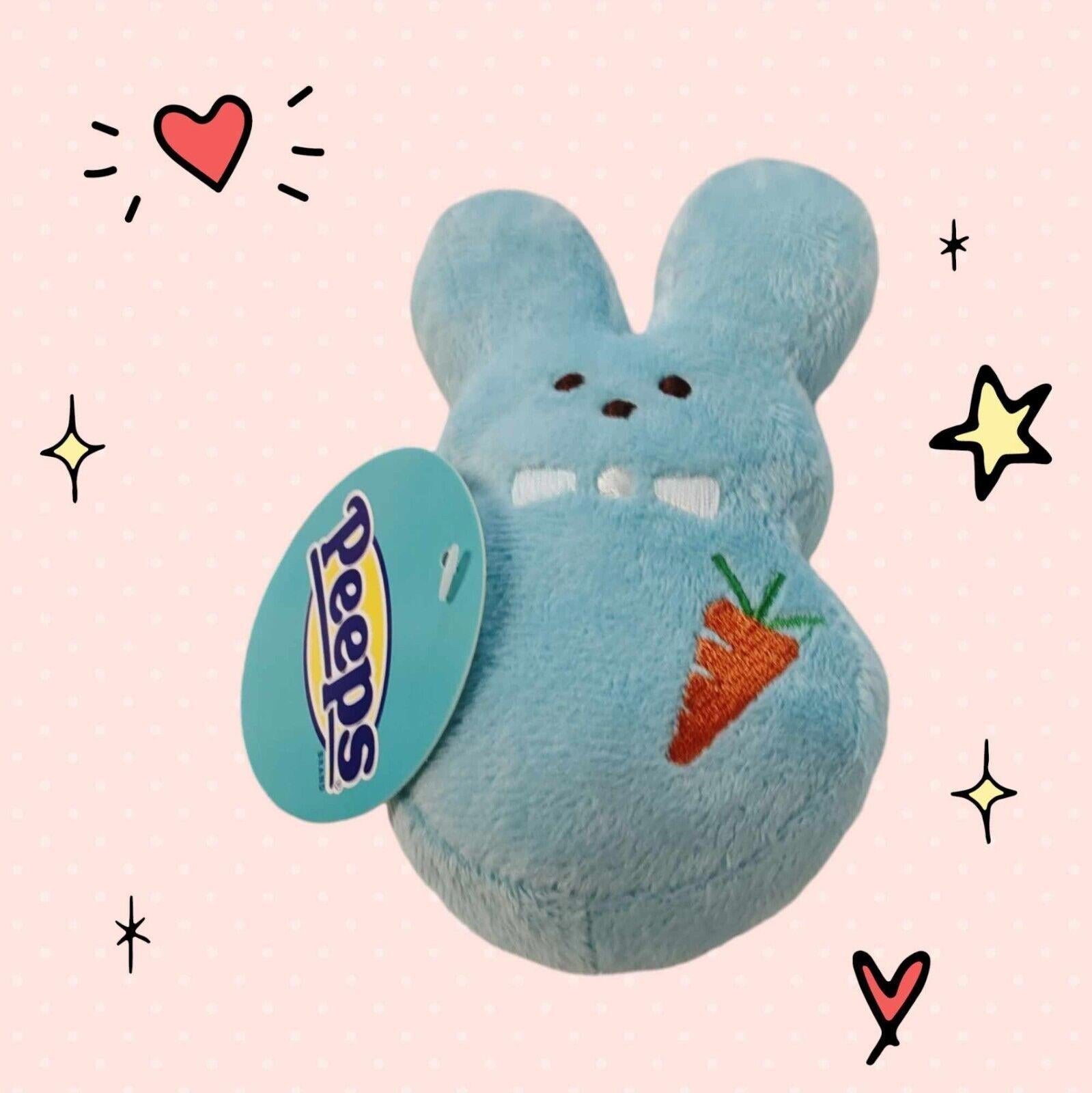 Peeps Blue Squeaker Stuffed Dog Toy Easter 6"
