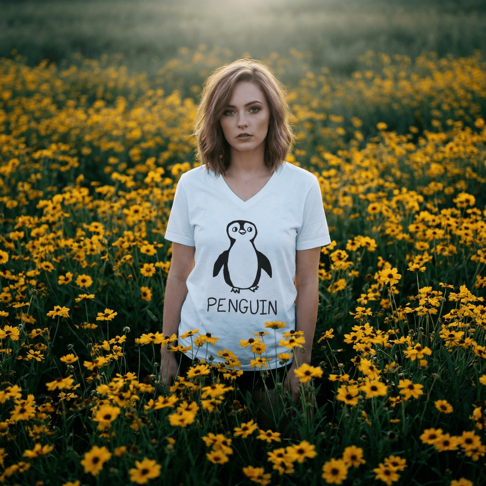 Penguin - Women's V-Neck Tee