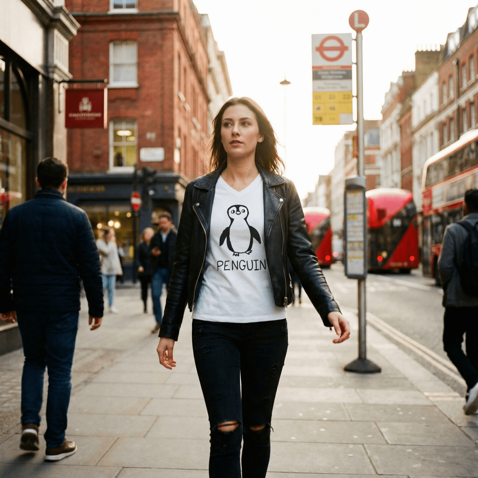 Penguin - Women's V-Neck Tee