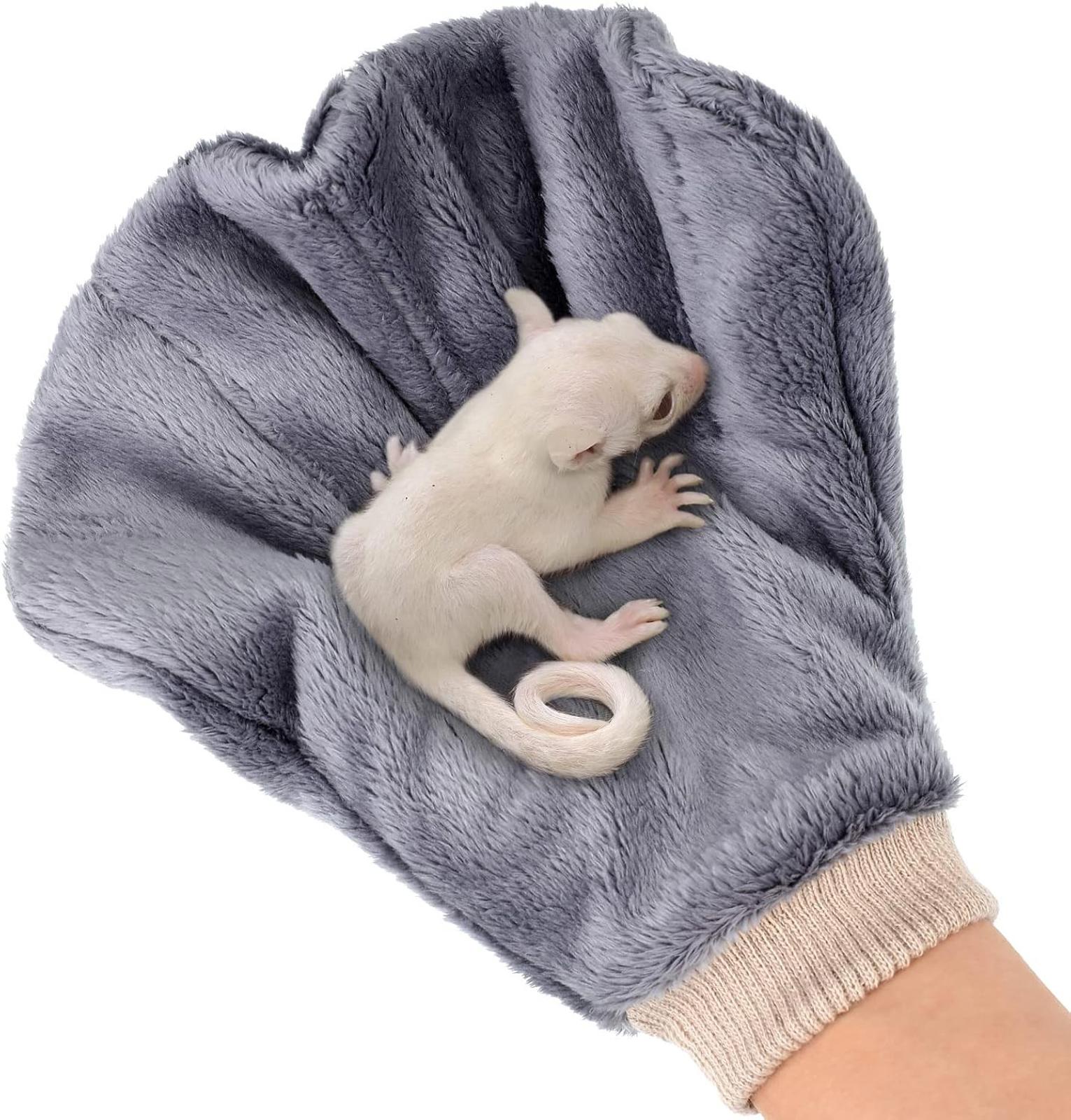 Small Pet Bonding, Non-Bite, No Poke Mitt, Calming Glove, Grey or Peach