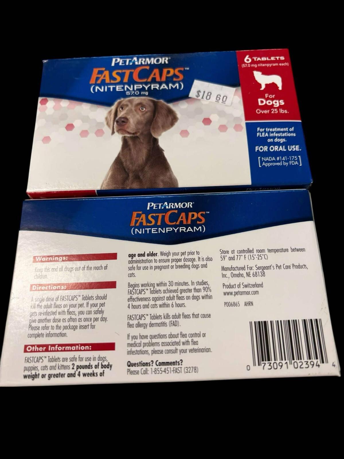 Pet Armor Fast Caps Oral Flea Treatment for Dogs Over 25 lb 2 Packs 12 Tabs