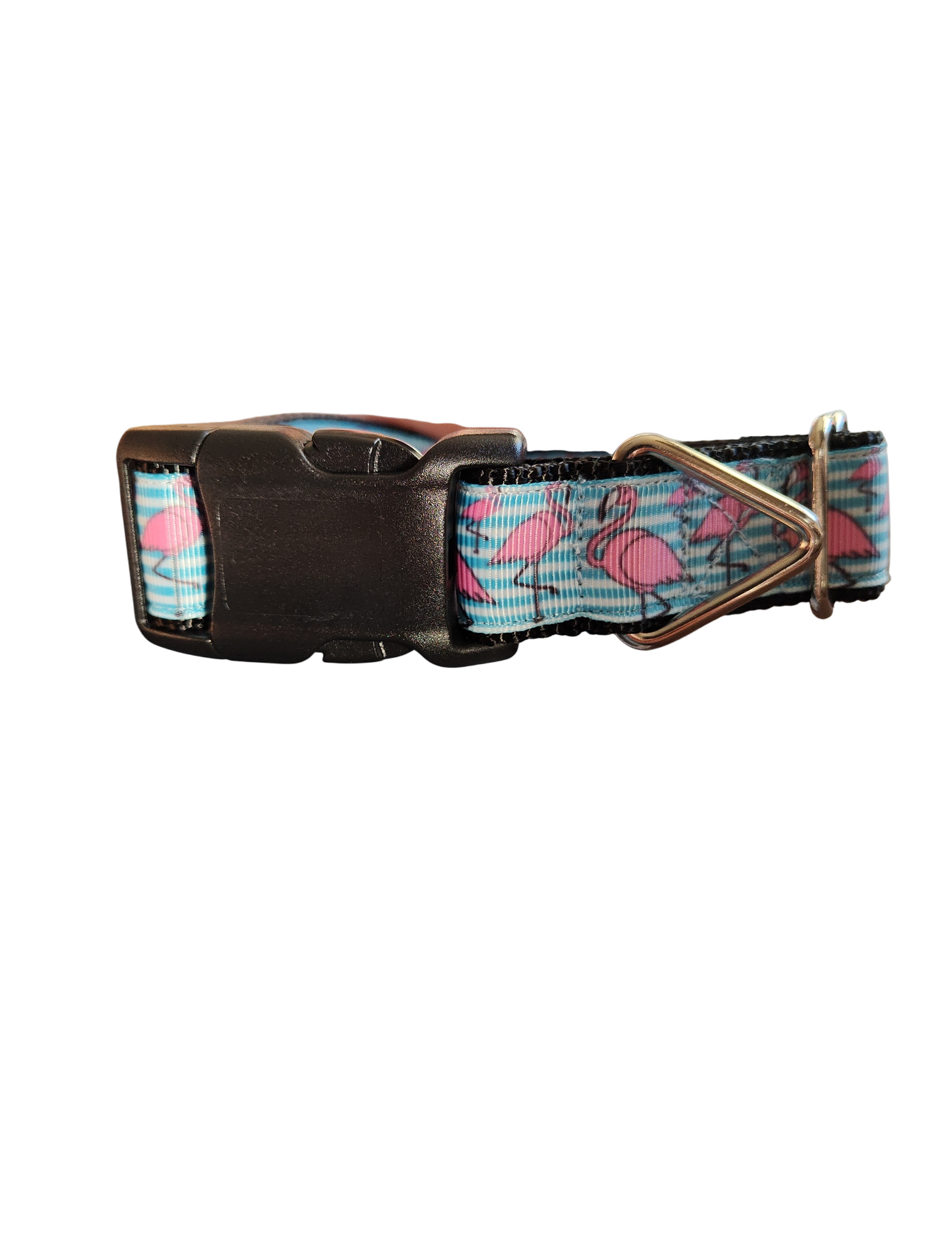 Flamingo Stripes Nylon Dog Collar