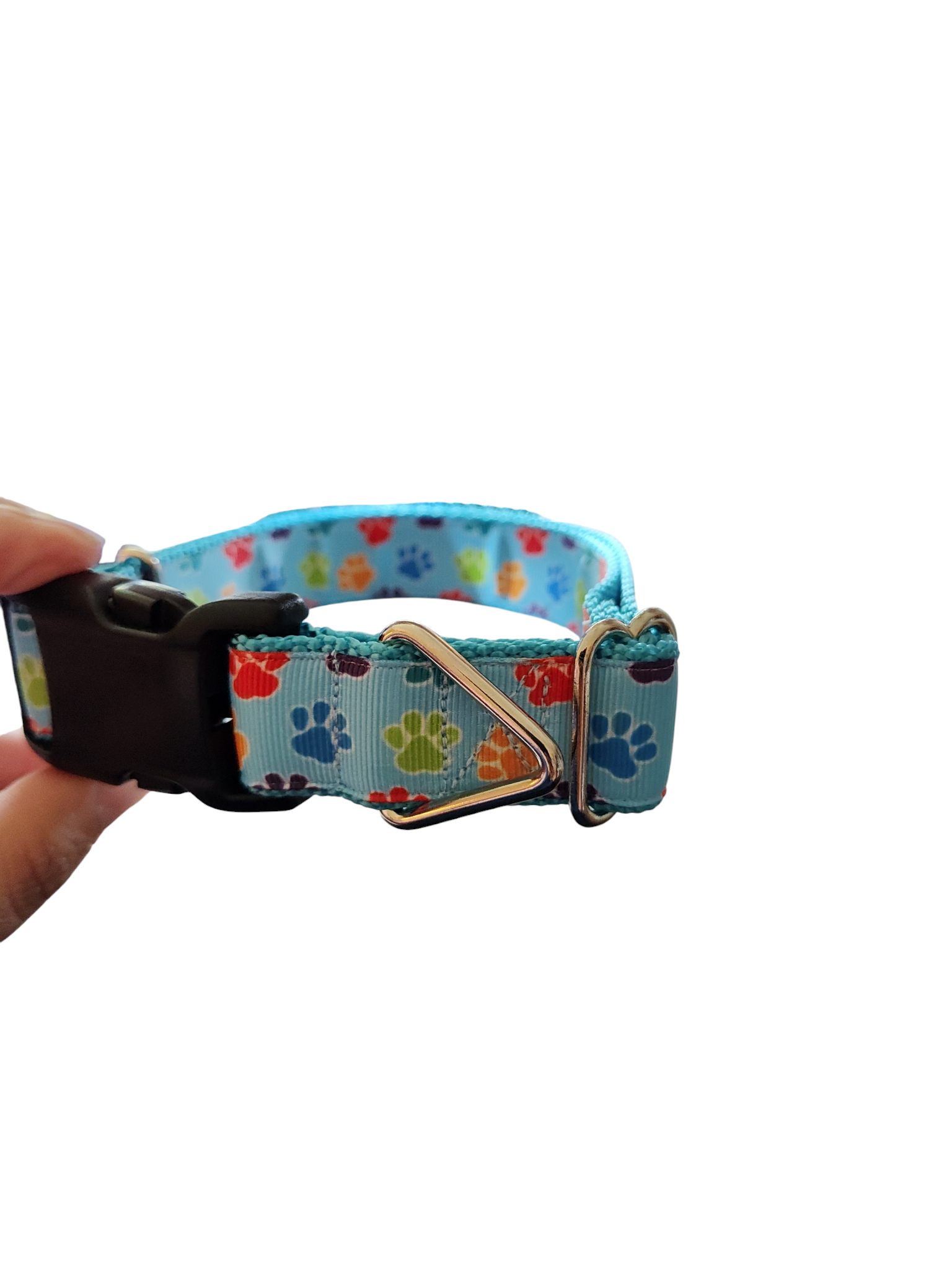 Rainbow Paw Prints Nylon Dog Collar