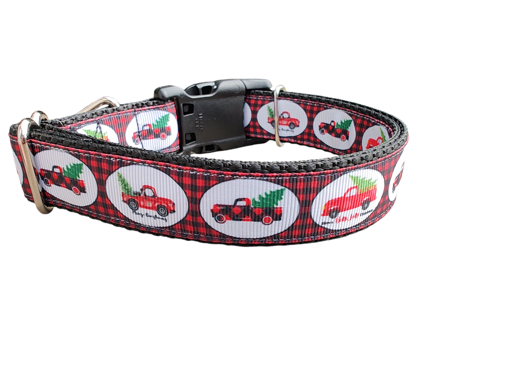 Christmas Red Truck Nylon Dog Collar