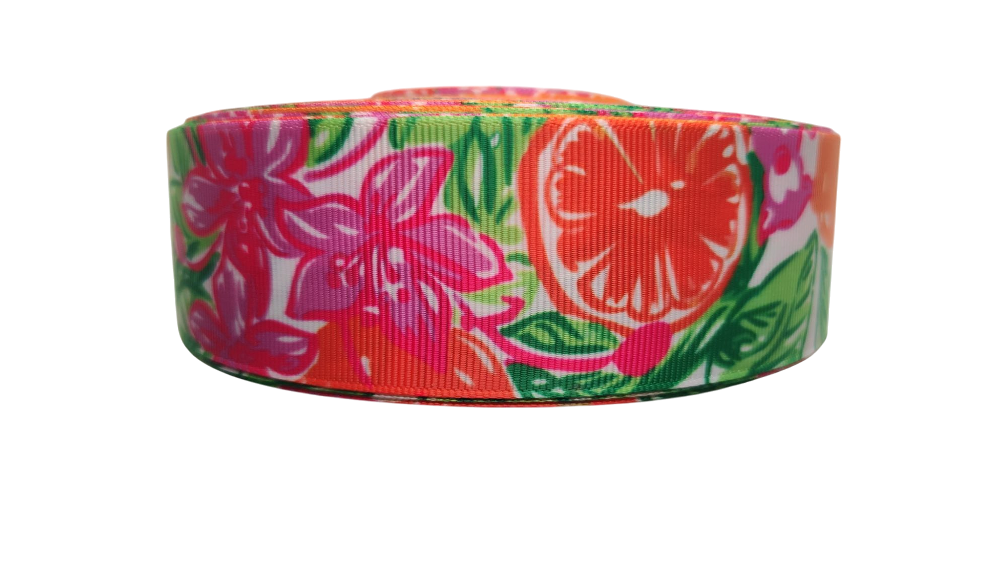 1.5" Wide Citrus and Flowers Nylon Dog Collar