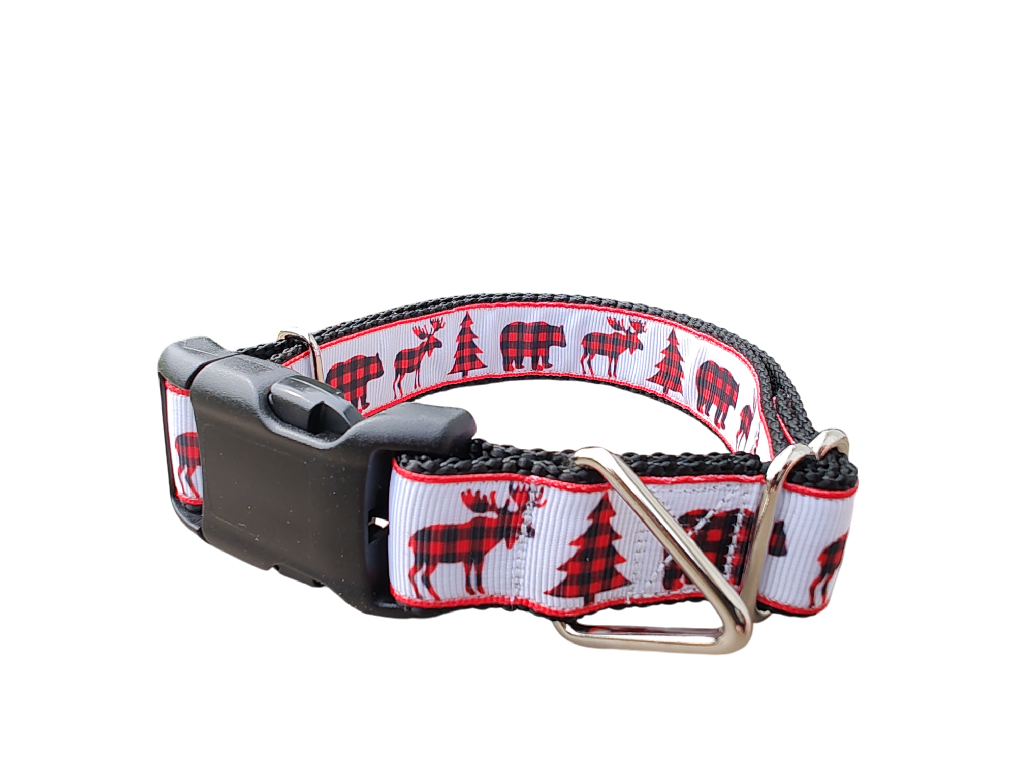Buffalo Check Forest Nylon Dog Collar