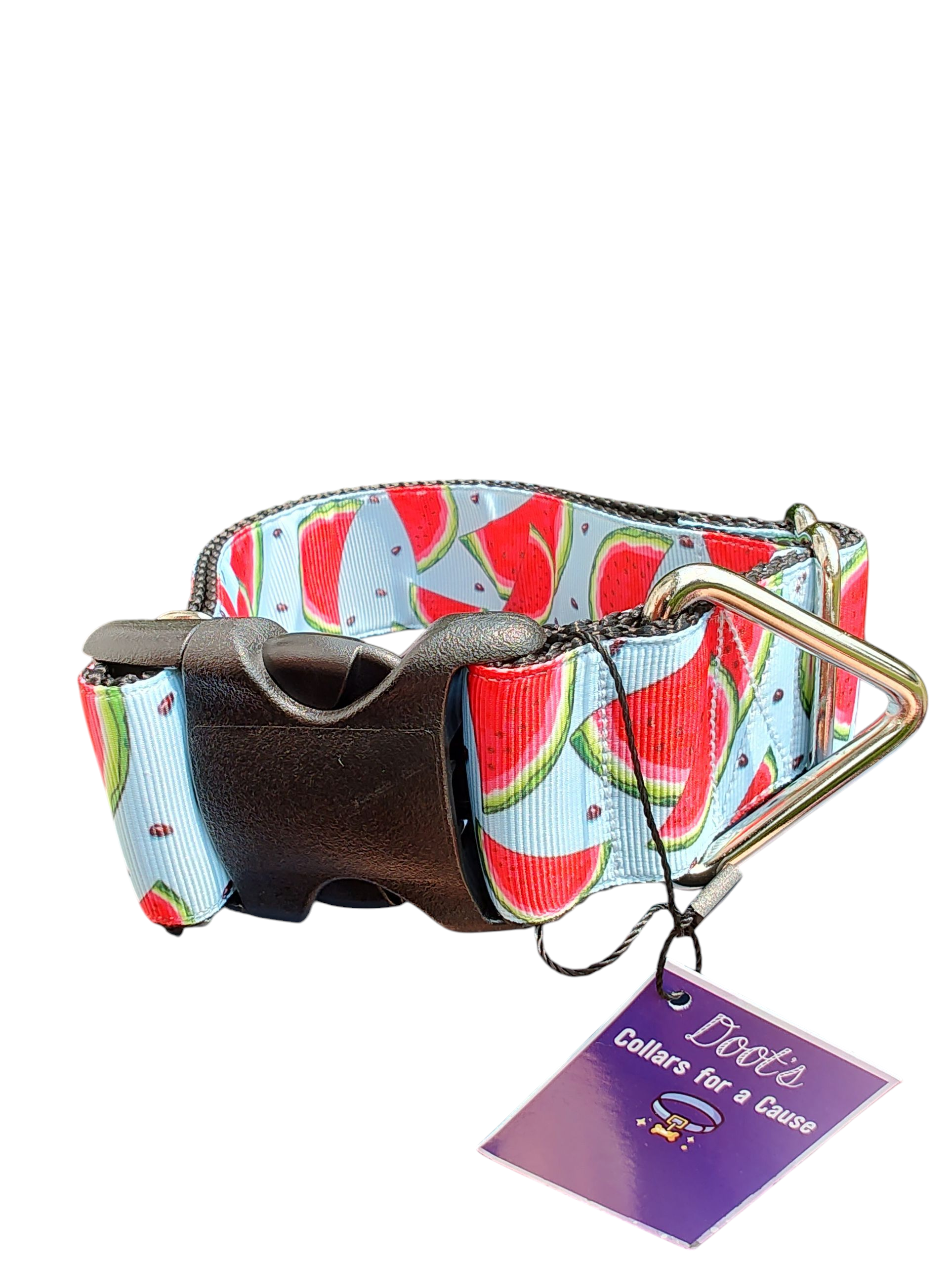 1.5" Wide Watermelon Wedges Nylon Dog Collar