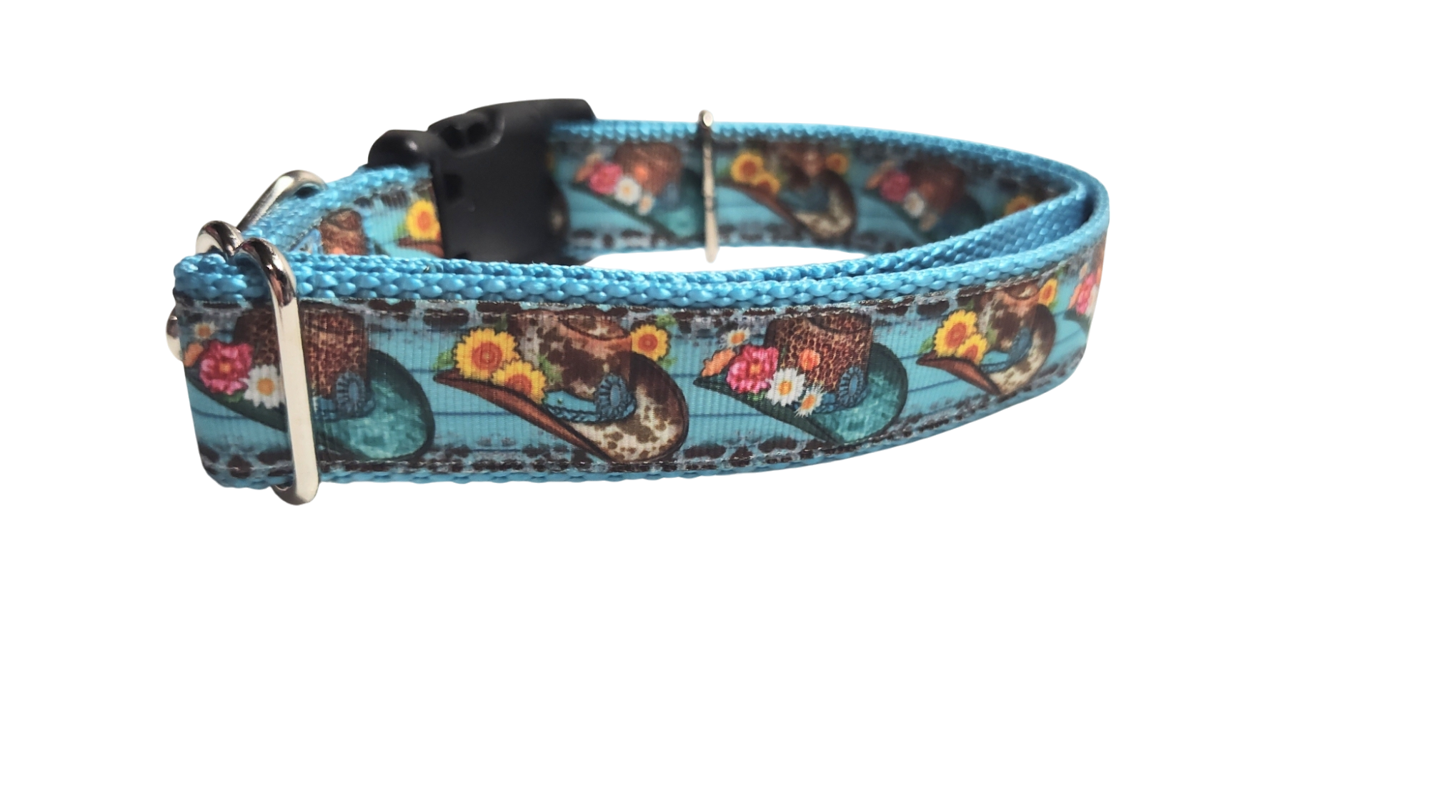 Cowboy Hats and Flowers Nylon Dog Collar