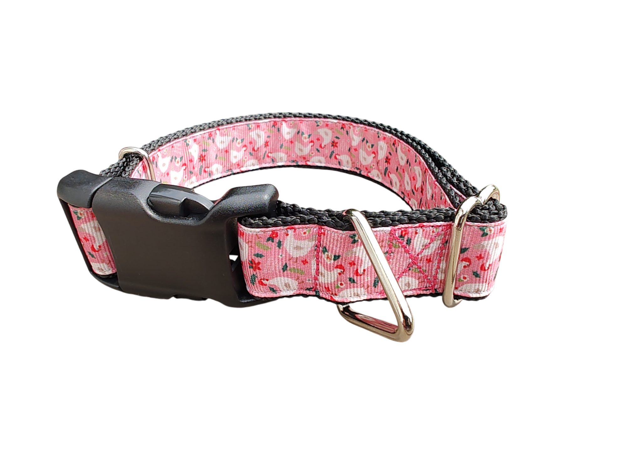 Christmas Chickens Nylon Dog Collar