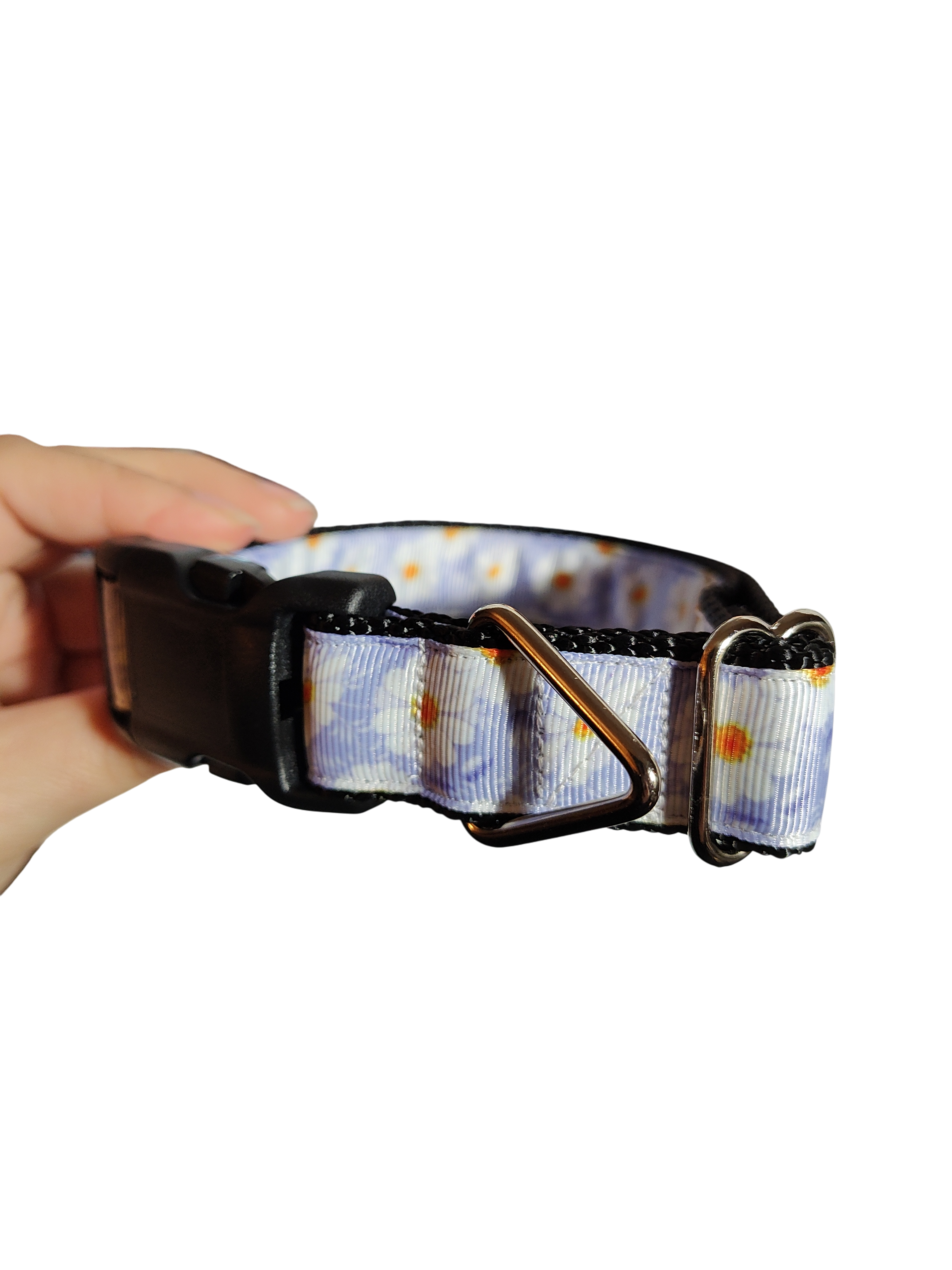 White Flowers Nylon Dog Collar