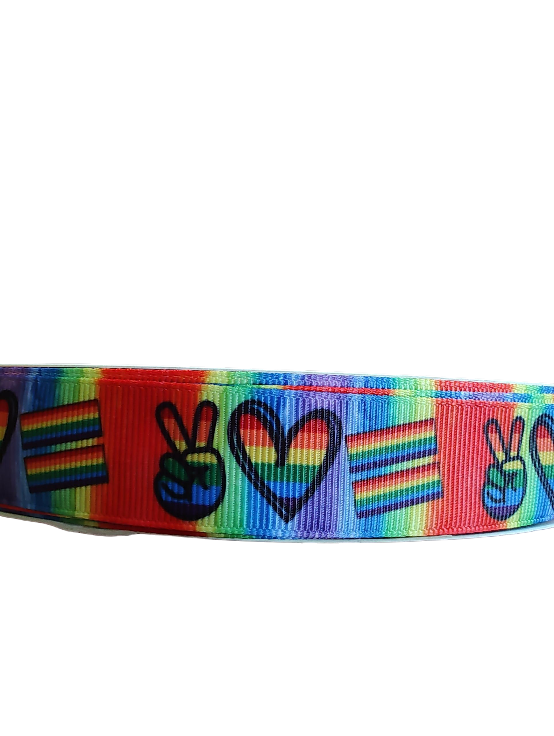 Peace Love Pride Nylon Dog Collar