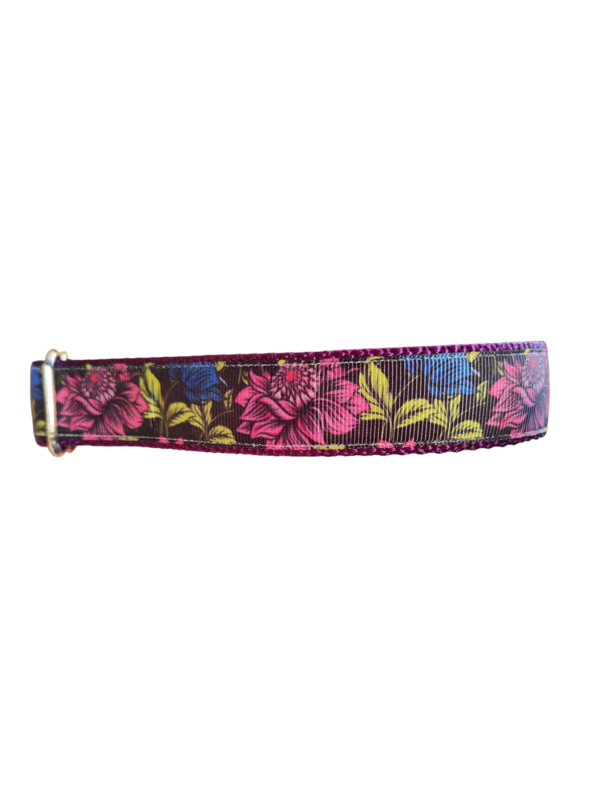 Pink & Blue Flowers Nylon Dog Collar