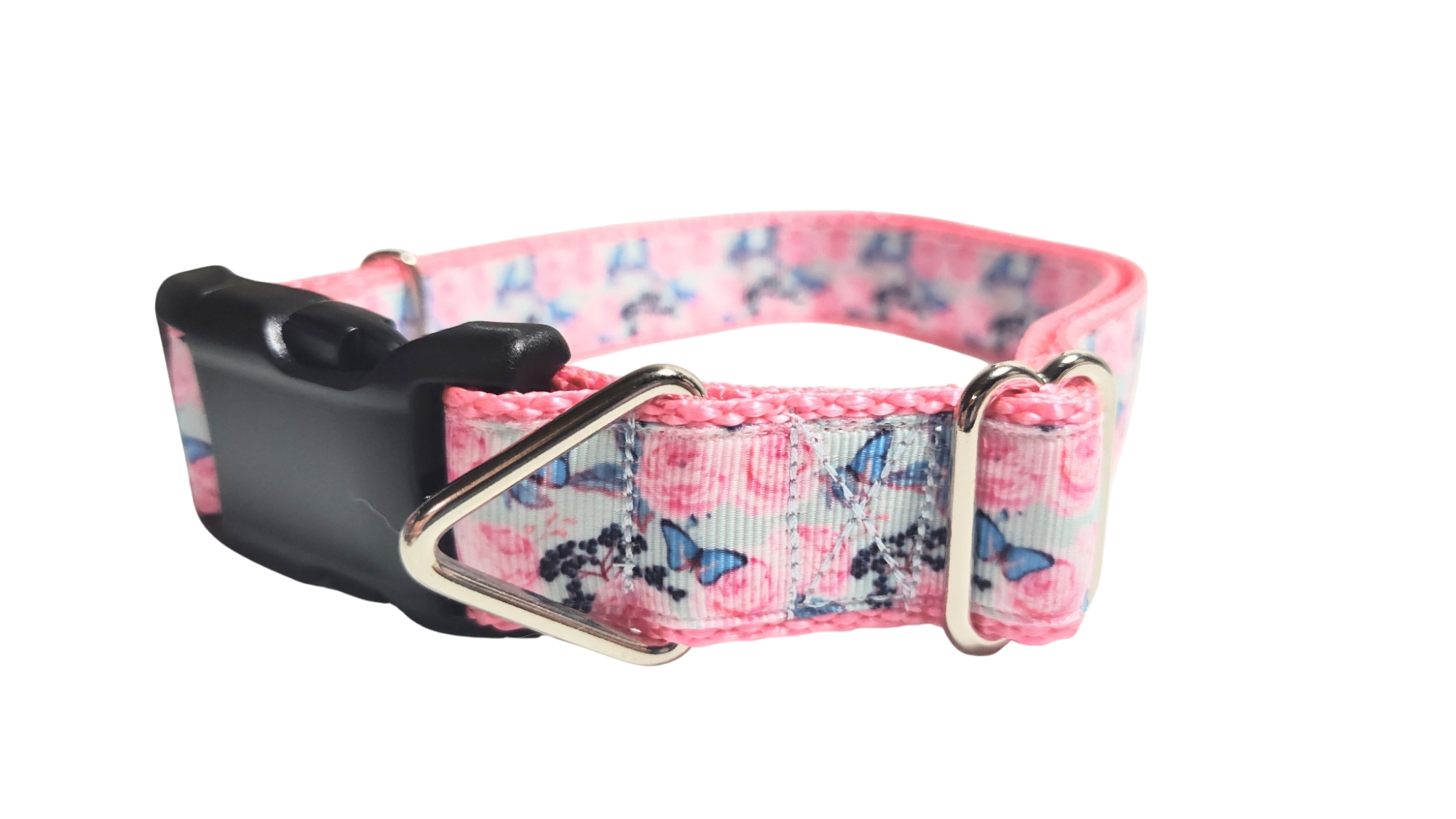 Butterflies and Roses Nylon Dog Collar