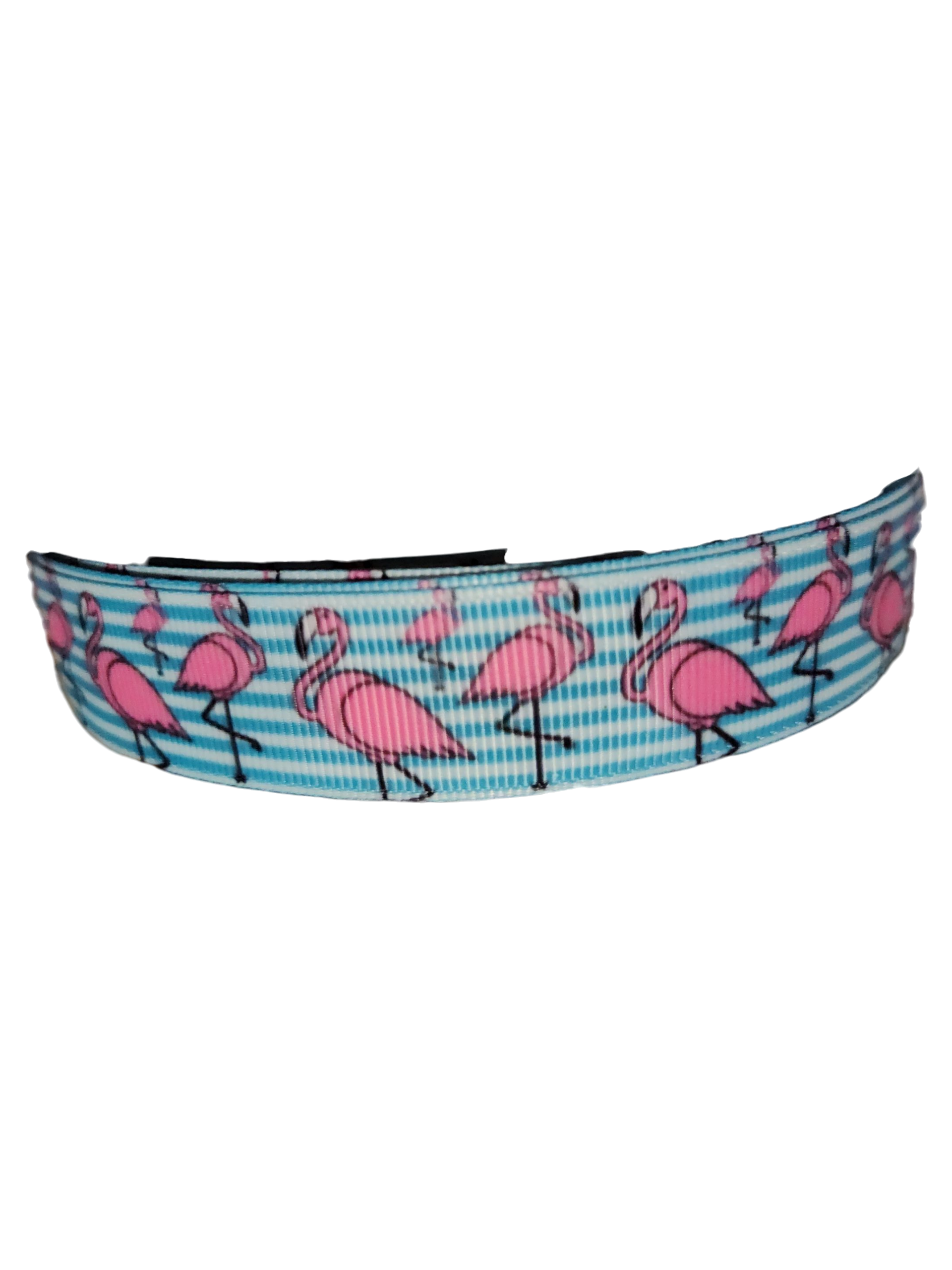 Flamingo Stripes Nylon Dog Collar