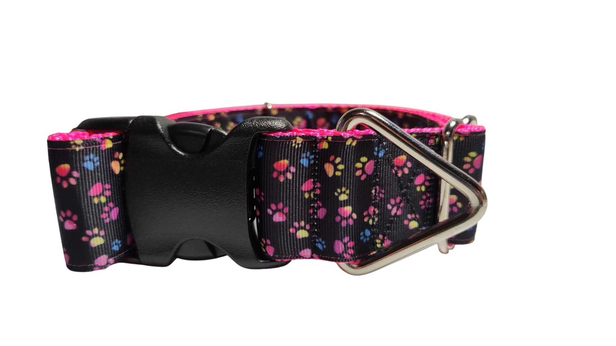 1.5" Wide Colorful Pawprints Nylon Dog Collar