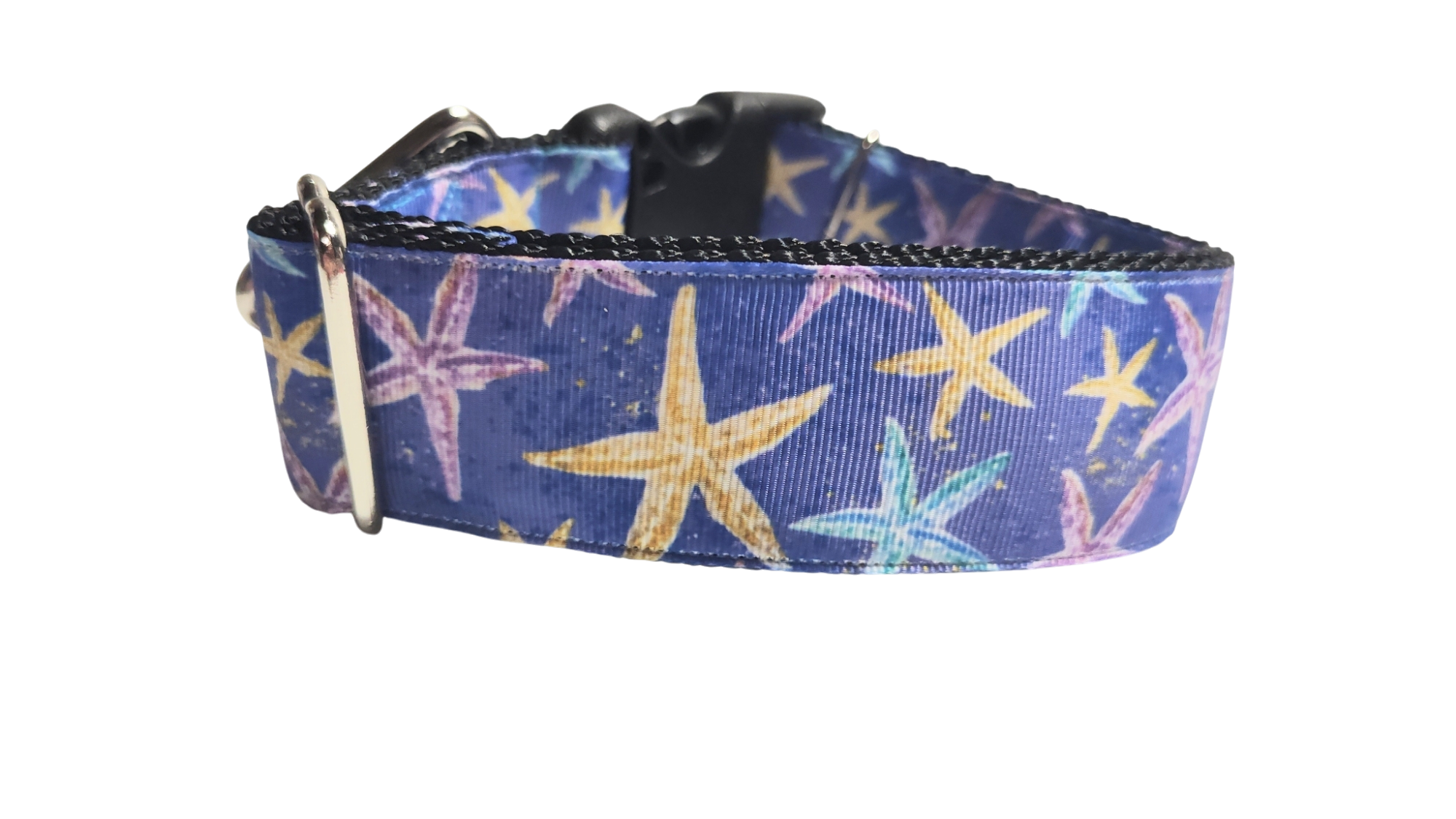 1.5" Wide Purple Starfish Nylon Dog Collar