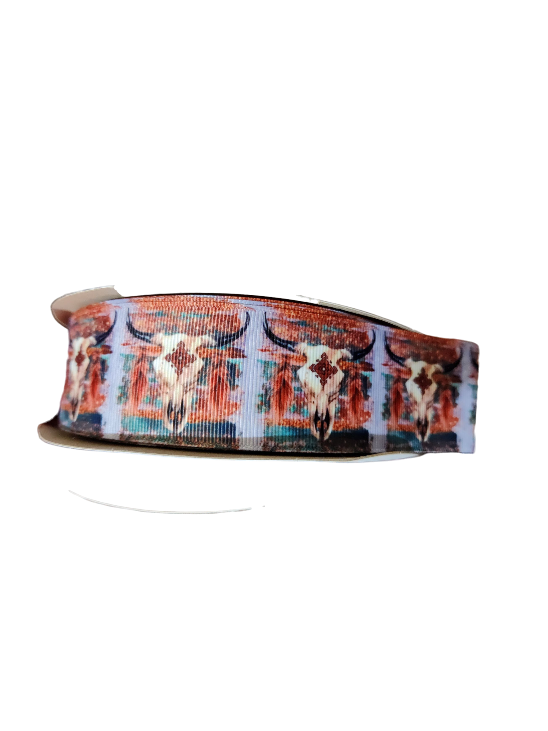 1.5" Wide Western Bull Skull Nylon Dog Collar