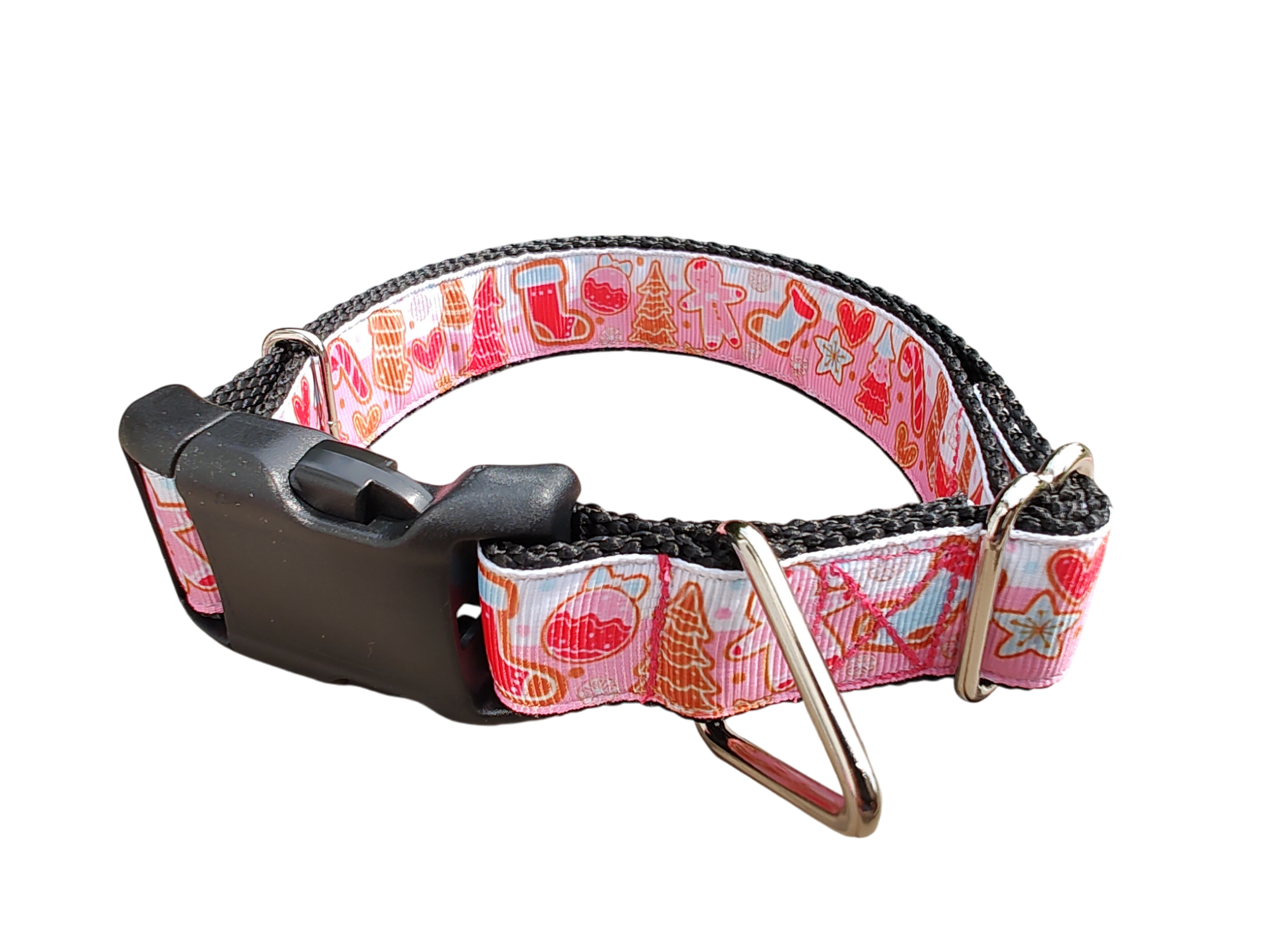 Pink Christmas Cookies Nylon Dog Collar