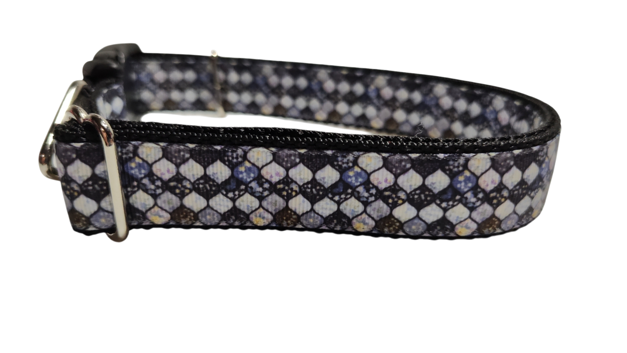 Grey Mosaic Nylon Dog Collar