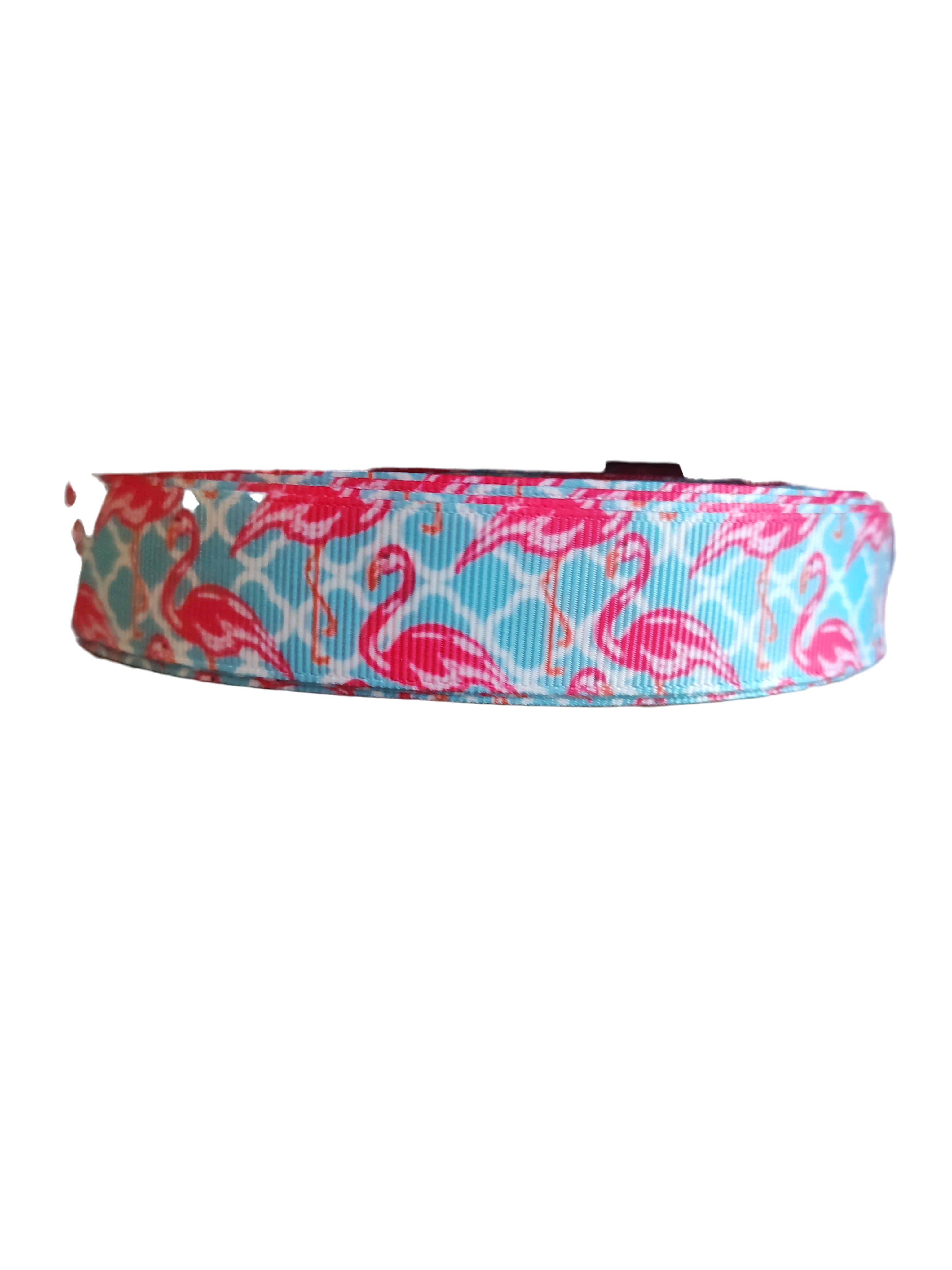Flamingo on Blue Tiles Nylon Dog Collar