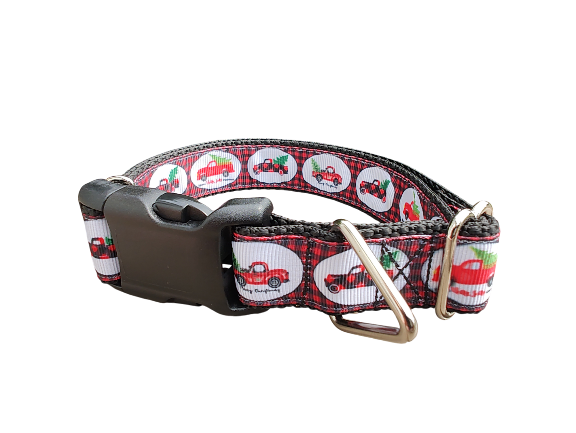 Christmas Red Truck Nylon Dog Collar