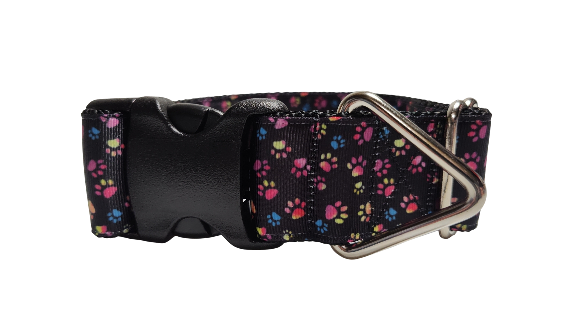 1.5" Wide Colorful Pawprints Nylon Dog Collar