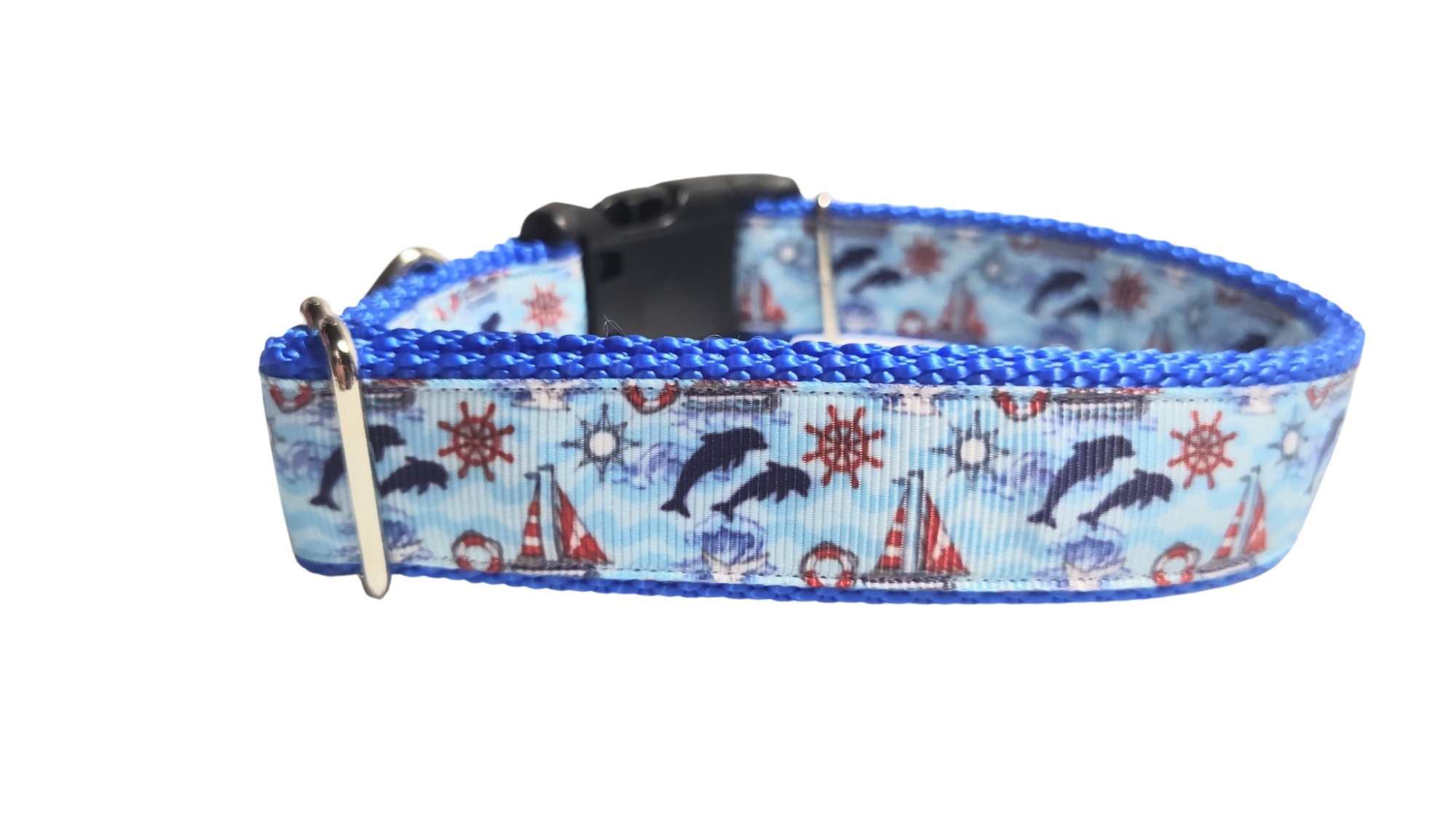 Dolphins at Sea Nylon Dog Collar