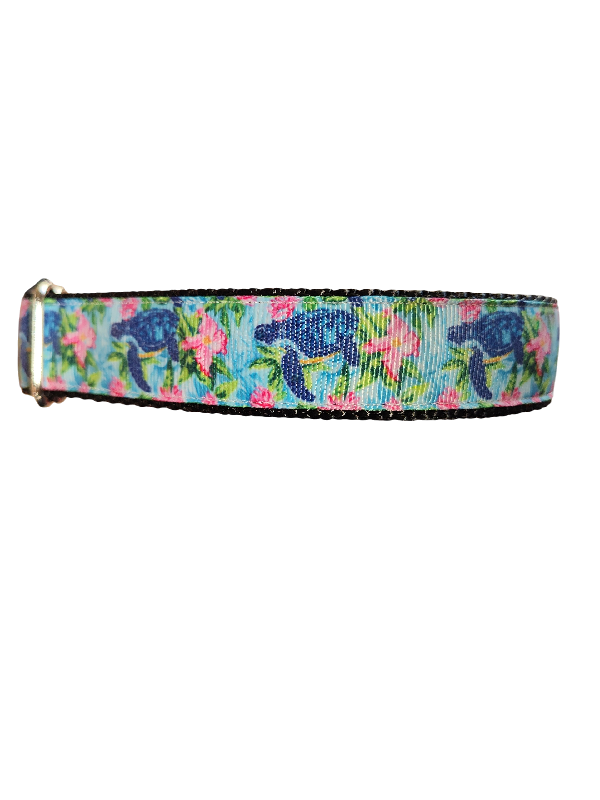 Sea Turtles and Flowers Nylon Dog Collar