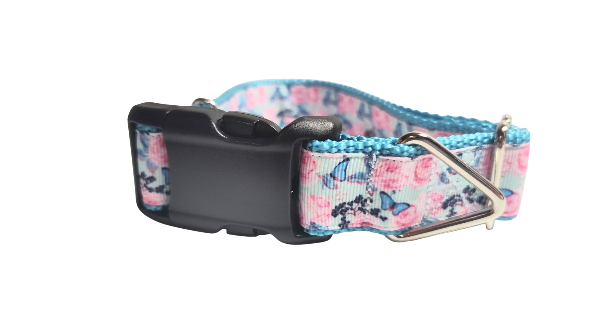 Butterflies and Roses Nylon Dog Collar