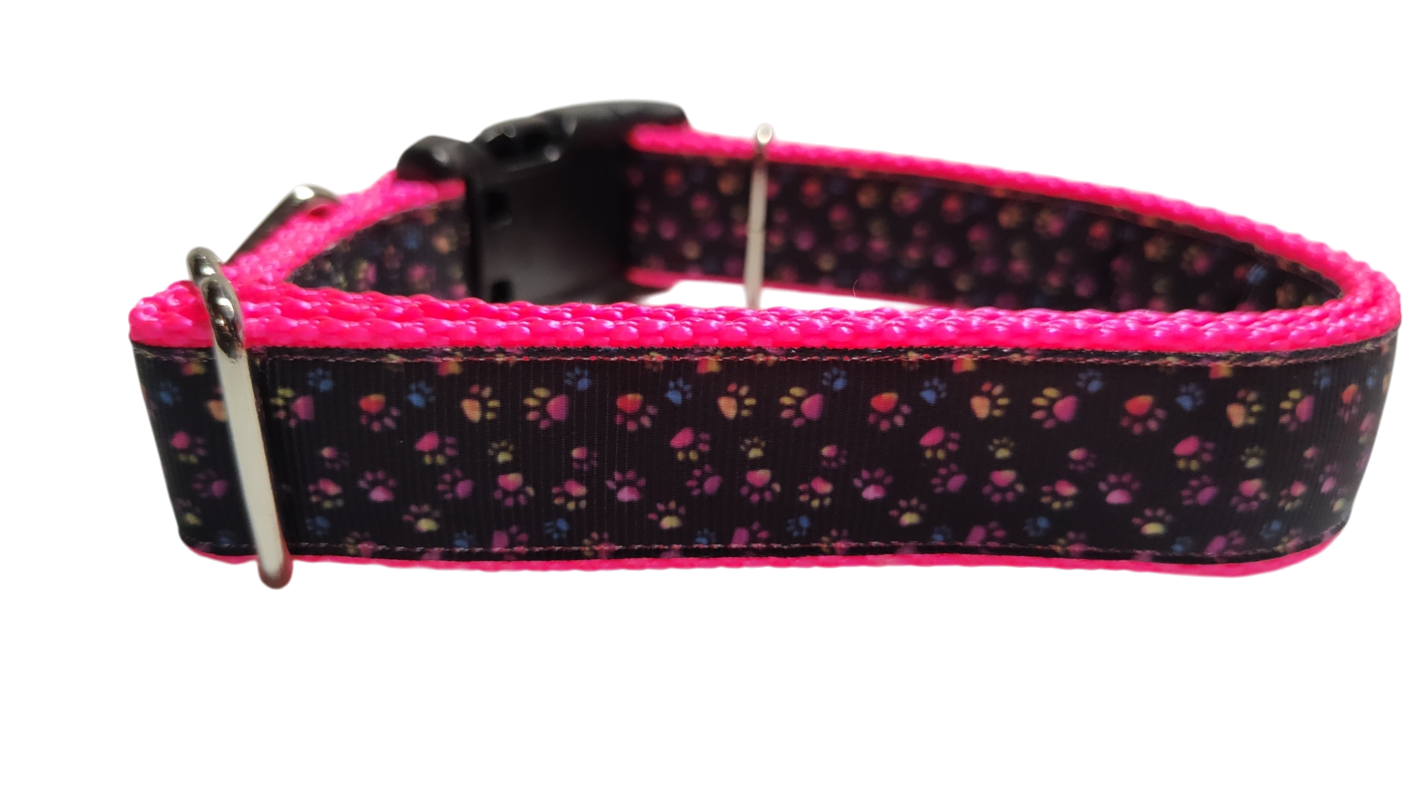 Colorful Pawprints Nylon Dog Collar