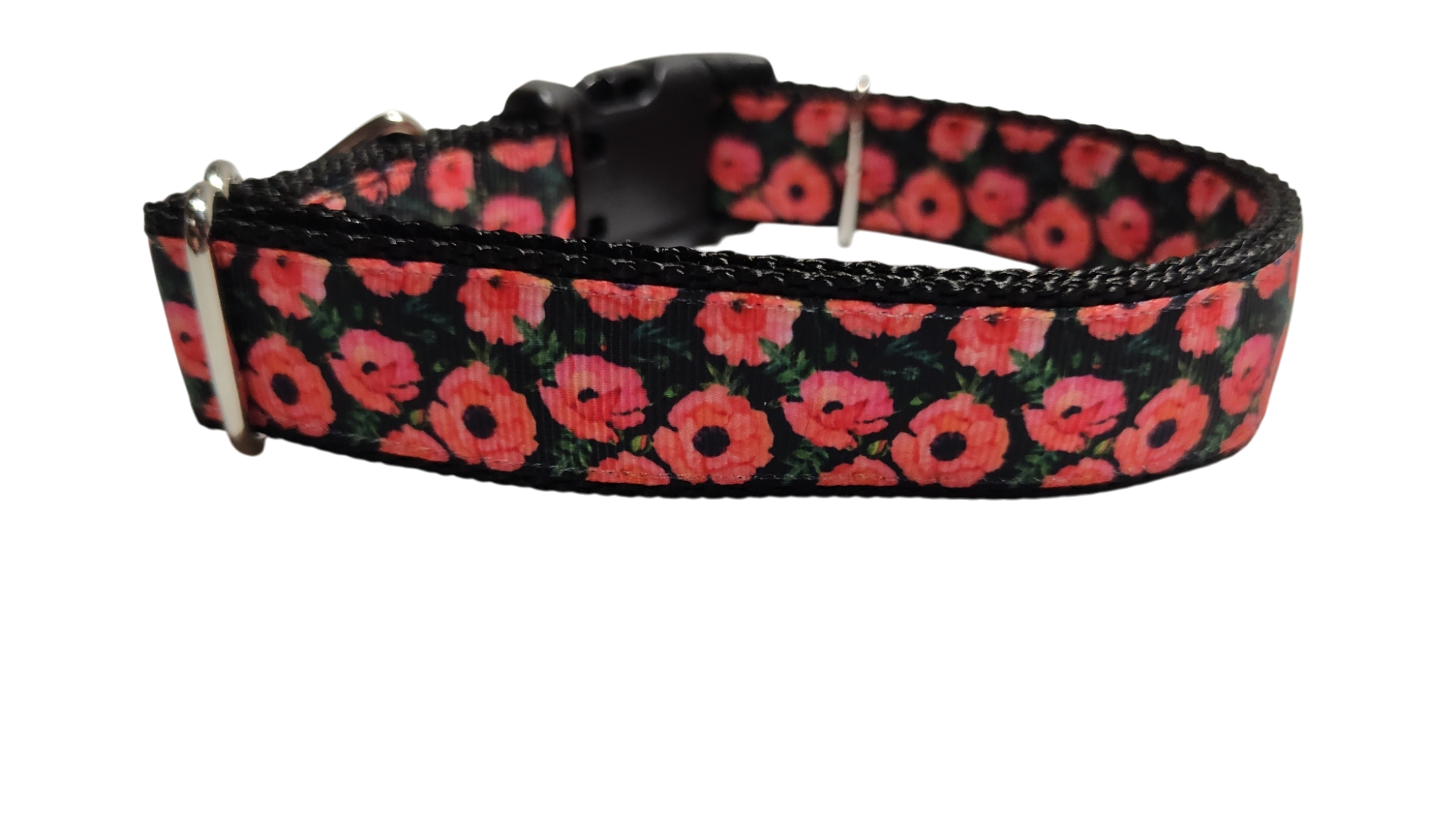 Red Poppy Flowers Nylon Dog Collar
