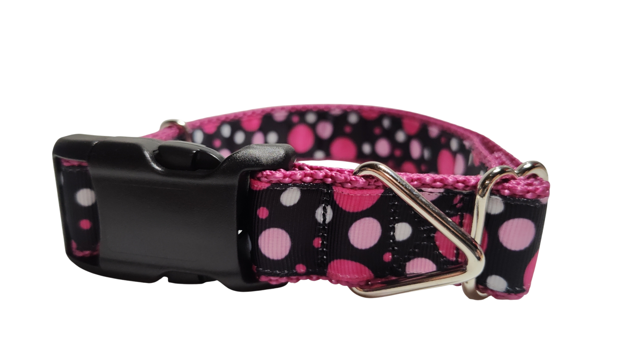 Pink Polka Dots Pattern Nylon Dog Collar