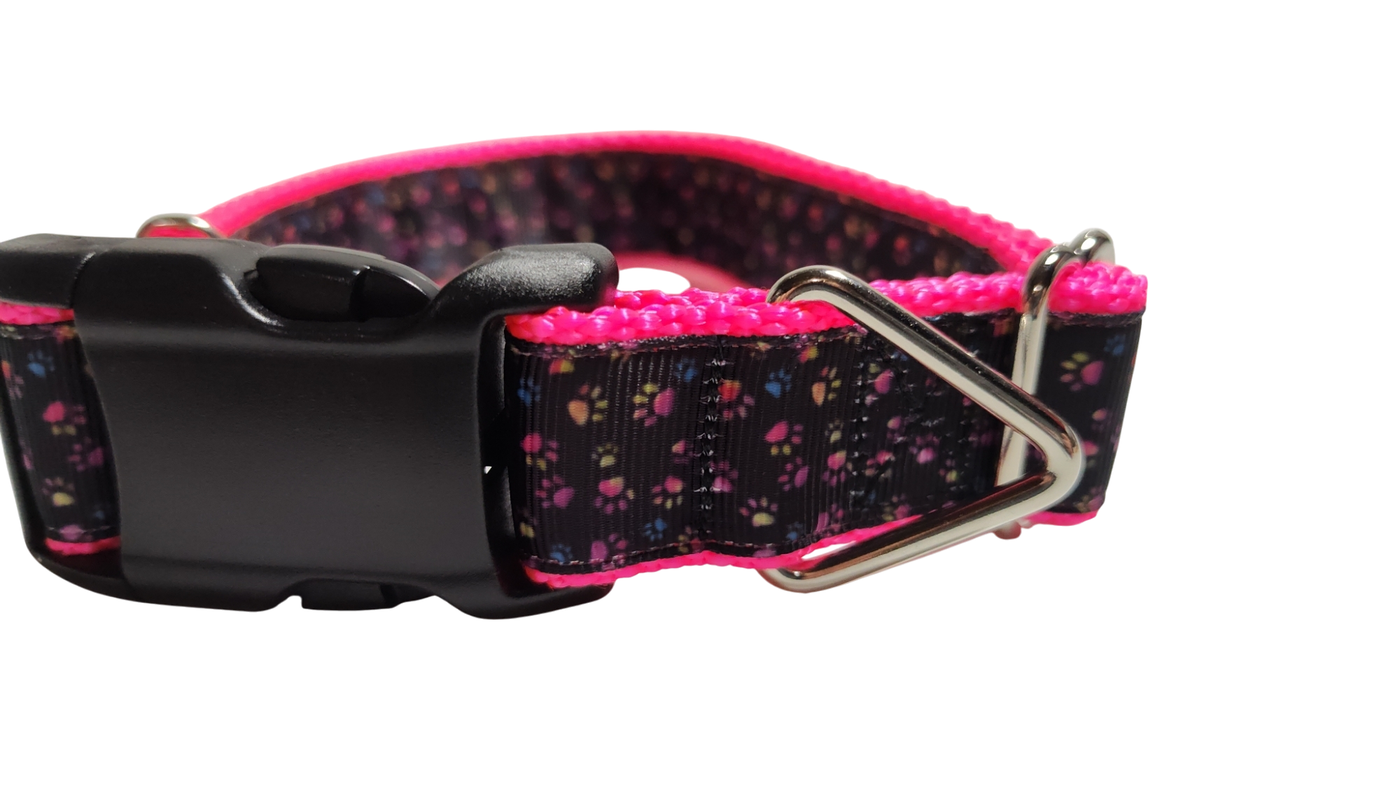 Colorful Pawprints Nylon Dog Collar
