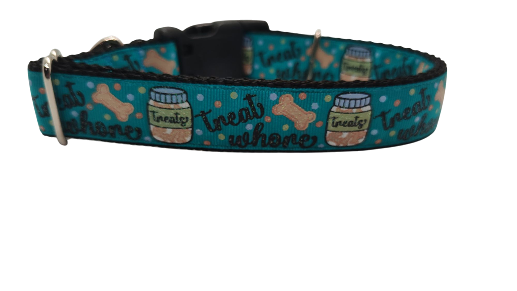 Treat Whore Blue Nylon Dog Collar