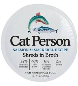 Cat Person Cat Shredded Salmon & Mackerel In Broth 2.75oz