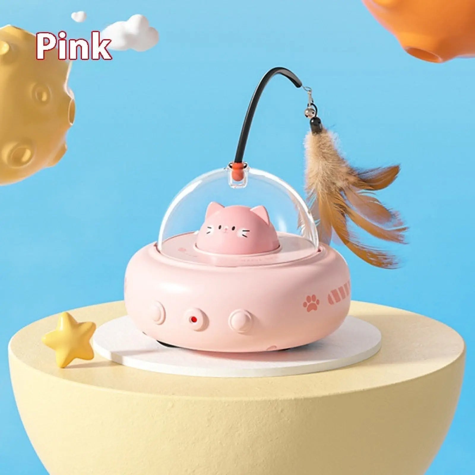 Smart Ufo Feather Cat Toy with Bell Training Stick