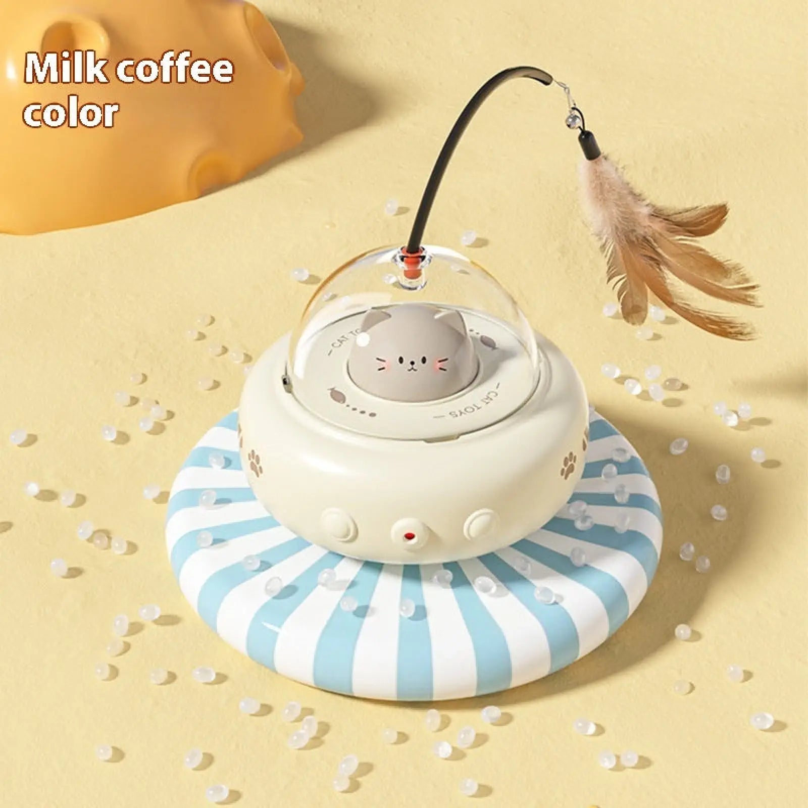 Smart Ufo Feather Cat Toy with Bell Training Stick
