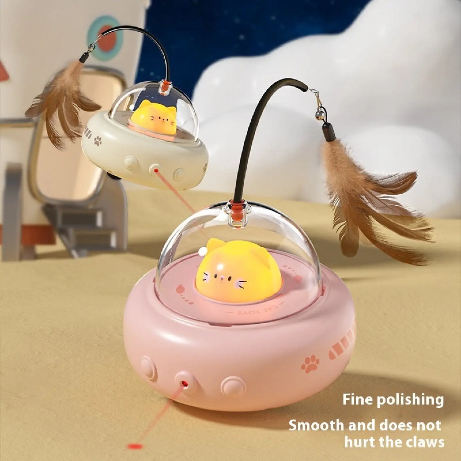 Smart Ufo Feather Cat Toy with Bell Training Stick