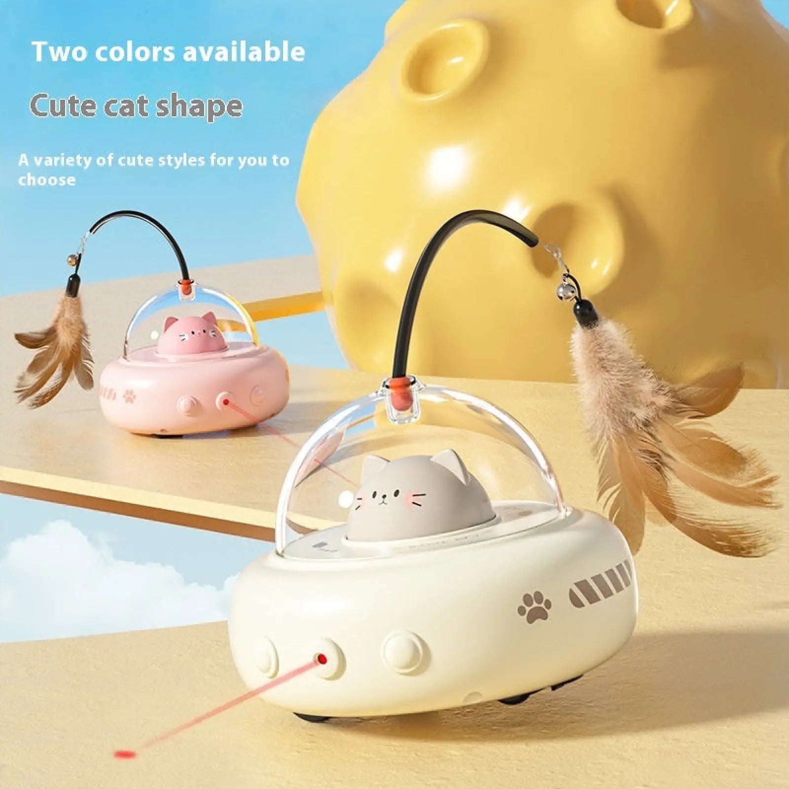 Smart Ufo Feather Cat Toy with Bell Training Stick