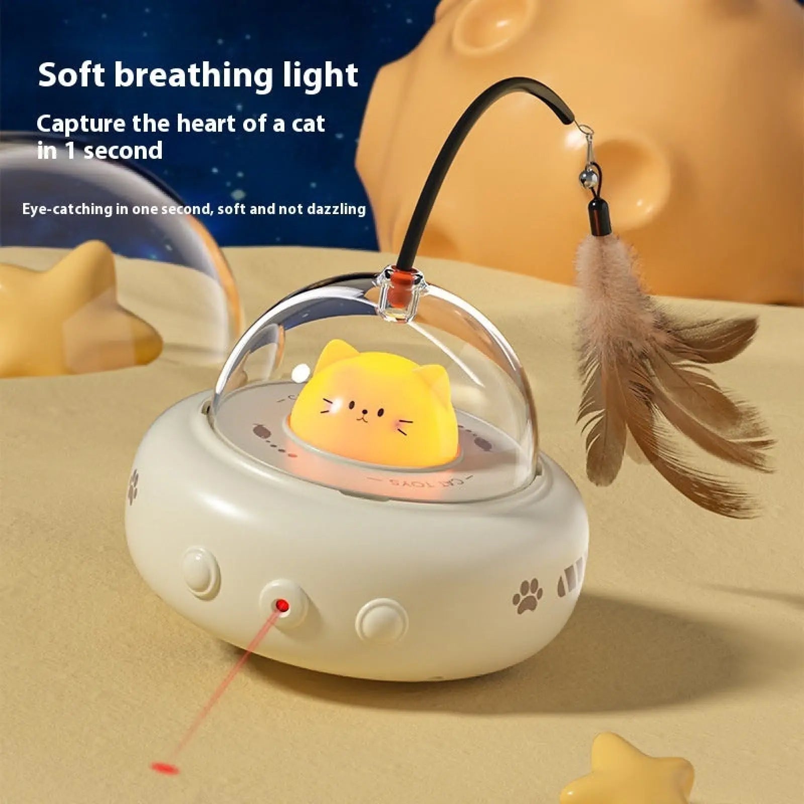 Smart Ufo Feather Cat Toy with Bell Training Stick