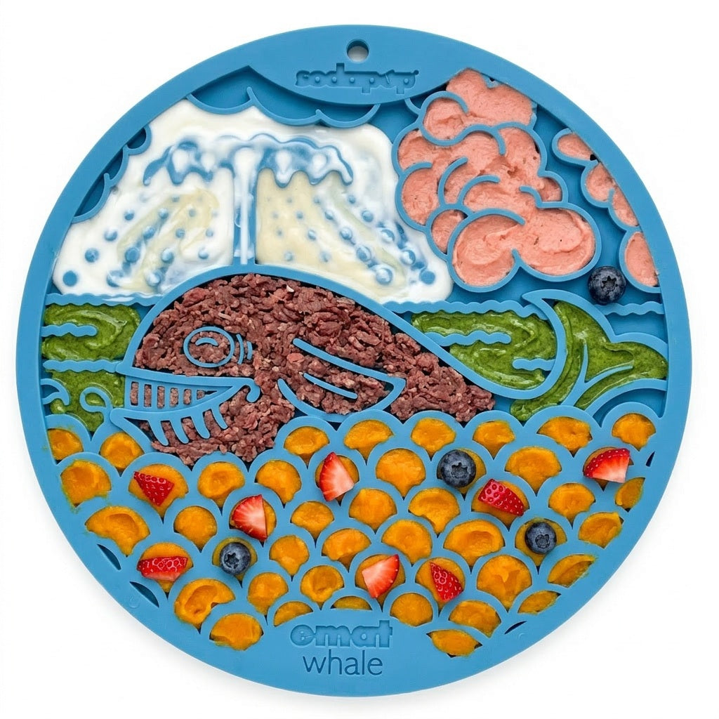 Whale eMat - Enrichment Lick Mat for Dogs and Cats - with Suction Cups | Whale Design | USA Made