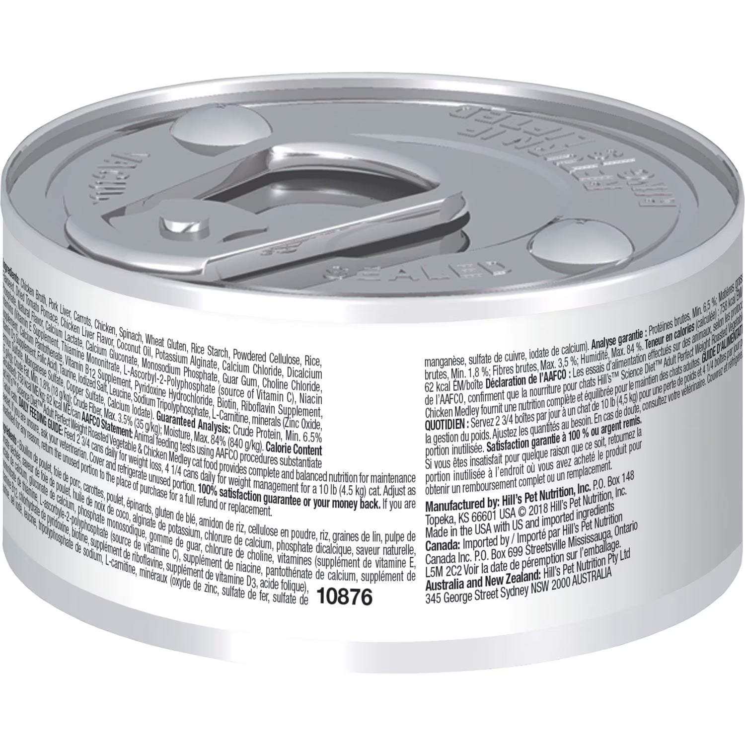 Hill's Science Diet Perfect Weight Canned Cat Food, Roasted Vegetable & Chicken Medley (2.9oz)